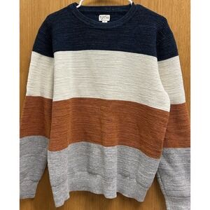 J. Crew Reimagined Rugged Cotton Waffle Sweater Size Large ColorBlock Preppy Y2K
